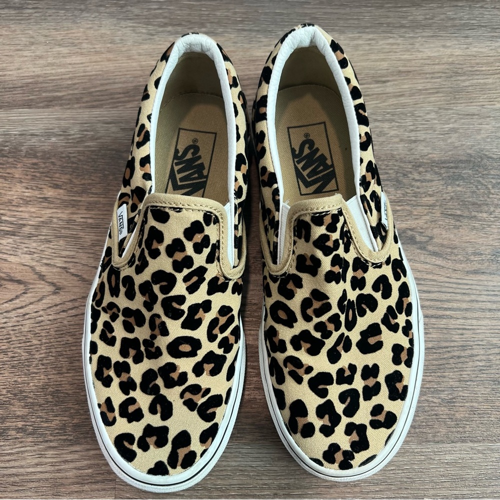 Vans Slip-On Leopard Sneakers Women’s 6.5 Canvas Skate Shoes Animal Print Casual - Picture 4 of 10